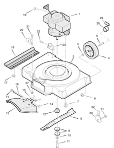 Mower Housing Assembly Diagram and Parts List for 22255X31A 1996 Briggs and Stratton Lawn Mower